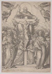 La Trinità, con la Crocifissione al Centro e Santi ai Lati