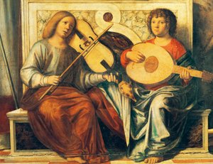 Cherubini che suonano strumenti musicali da Giovanni Battista Cima da Conegliano