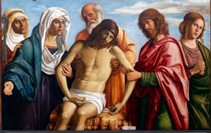 Cristo morto sostenuto dalla Vergine Maria, Nicodemo, San Giovanni Evangelista e le due Marie da Giovanni Battista Cima da Conegliano