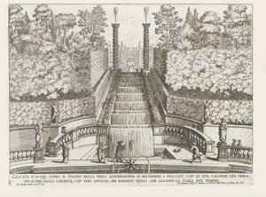 Cascata nei giardini della Villa Aldobrandini a Frascati da Giovanni Battista Falda
