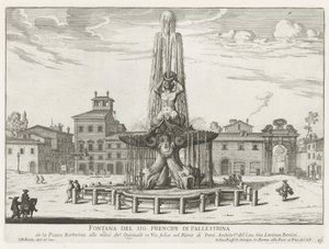 Fontana del Tritone in Piazza Barberini a Roma da Giovanni Battista Falda