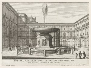 Fontana nel Cortile del Belvedere in Vaticano (serie Fontane di Roma) da Giovanni Battista Falda