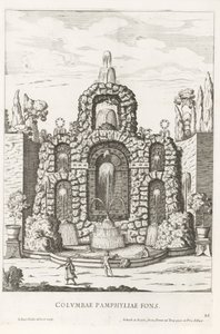 Fontana con colombe nei giardini di Villa Doria Pamphilj a Roma da Giovanni Battista Falda