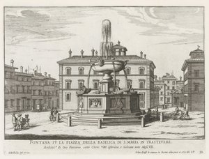 Fontana su Piazza Santa Maria in Trastevere da Giovanni Battista Falda