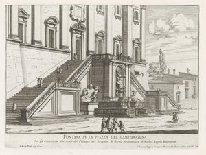 Fontana davanti al Palazzo Senatorio sul Campidoglio a Roma da Giovanni Battista Falda