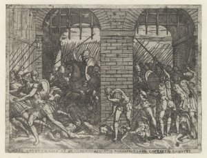 Soldati romani invadono Crustumerium da Giovanni Battista Fontana