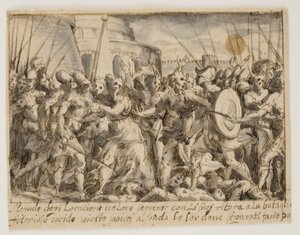 Le Sabine negoziano la pace tra i Romani e i Sabini da Giovanni Battista Fontana
