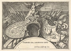 Trofei di armi romane dalle decorazioni sopra le finestre al secondo piano da Giovanni Battista Galestruzzi
