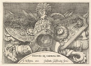 Tavola 3: trofei di armi romane dalle decorazioni sopra le finestre al secondo piano, 1656 da Giovanni Battista Galestruzzi