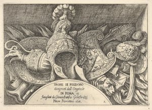 Trofei di armi romane dalle decorazioni sopra le finestre al secondo piano da Giovanni Battista Galestruzzi
