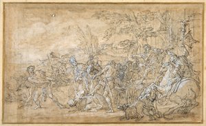 Prigionieri, incluso un vescovo, trascinati e legati davanti al carro trionfale di un generale romano