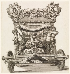 Vista frontale della prima carrozza (1686 di Lord Castlemaine di Andrea Cornelly dopo Ciro Ferri, 1687-1700 da Giovanni Battista Lenardi