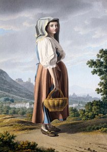 Contadino sullo sfondo di Maddaloni, di Giovan Battista Lusieri (ca 1755-1821), acquerello su carta 32x23 cm, Italia da Giovanni Battista Lusieri