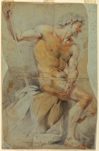 Disegno, Studio di un anziano nudo, Bacco o uno dei suoi compagni, 1660-70 da Giovanni Battista Merano