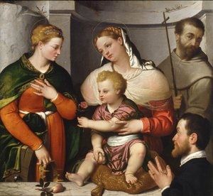 Madonna col Bambino con Santa Caterina, San Francesco e il Donatore, c.1550 da Giovanni Battista Moroni