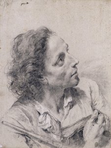 Un astronomo che tiene un libro e un telescopio, guardando in alto a destra da Giovanni Battista Piazzetta