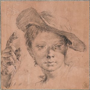 Ragazzo che indica con la mano destra alzata da Giovanni Battista Piazzetta