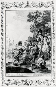 Duello tra Ottone e Tancredi alla presenza di Clorinda, canto VI, Gerusalemme liberata