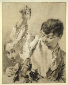 Giacomo dà da mangiare a un cane