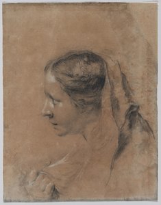 Testa di donna di profilo con sciarpa da Giovanni Battista Piazzetta