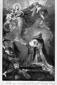 La Vergine appare a San Filippo Neri, di Giovanni Battista Piazzetta, incisione di Innocente Alessandri, Italia da Giovanni Battista Piazzetta