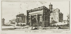 Arco di Settimio Severo. 1. Tempio della Concordia. 2. Salita al Campidoglio, tavola 13 da Alcune vedute di archi trionfali e altri monumenti da Giovanni Battista Piranesi