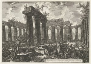 Basilica di Paestum a Paestum (Diverse vedute dei resti di tre grandi edifici ancora in piedi a Paestum) da Giovanni Battista Piranesi