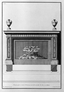 Progetto di camino in marmo di Carrara per un salotto milanese. Disegno di Giovanni Piranesi (noto come Piranese) (1720-1778) da Giovanni Battista Piranesi