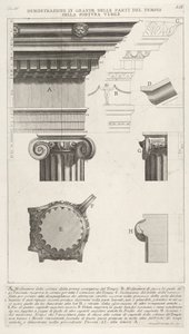 Cornice e colonna del Tempio della Fortuna Virile, da Varie vedute da Giovanni Battista Piranesi