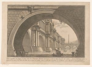 Veduta di un ponte con archi e logge