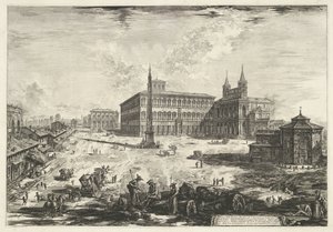Veduta del Laterano a Roma con la Basilica di San Giovanni in Laterano (Veduta della Piazza e Basilica di S. Giovanni in Laterano, Vedute di Roma disegnate ed incise da Giambattista Piranesi architetto Veneziano) da Giovanni Battista Piranesi
