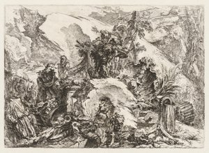 Groteschi: Rovine con testa di morte e scheletro da Giovanni Battista Piranesi
