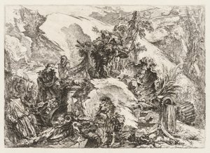 Groteschi: Rovine con testa di morte e scheletro da Giovanni Battista Piranesi