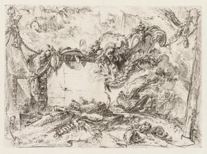 Groteschi: Rovine con teschi e un vaso fumante da Giovanni Battista Piranesi