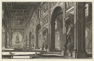 Interno della Basilica di San Giovanni in Laterano a Roma (Veduta interna della Basilica di S. Giovanni Laterano, Vedute di Roma disegnate ed incise da Giambattista Piranesi architetto Veneziano)