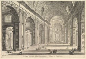 Veduta interna della Basilica di San Pietro in Vaticano, da Vedute di Roma