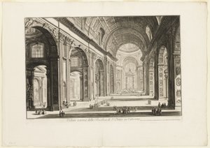 Vista interna della Basilica di San Pietro in Vaticano, da Vedute di Roma da Giovanni Battista Piranesi