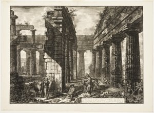 Vista interna dei resti di uno dei pronaoi del Tempio di Nettuno che guarda verso l