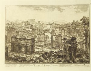 Italia, Roma, vista del Campo Vaccino (Foro Romano) con l