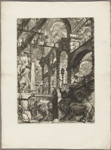 I bassorilievi del leone, tavola 5 da Prigioni Immaginarie da Giovanni Battista Piranesi