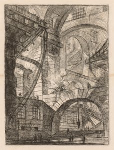 Le prigioni: Una prospettiva di archi con un fuoco fumante, 1745-1750 da Giovanni Battista Piranesi