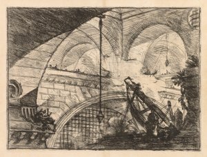 Le Prigioni: Una Serie di Gallerie con Erezione di Travi Simile a una Gru da Giovanni Battista Piranesi