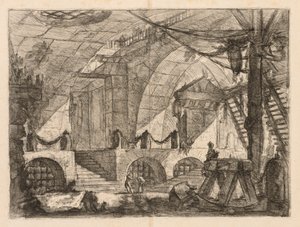 Le prigioni: Una camera ad arco con pali e catene da Giovanni Battista Piranesi
