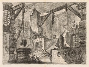 Le prigioni: Interno colonnato con una larga scala, 1745-1750 da Giovanni Battista Piranesi