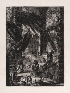 La scala con trofei, tavola 8 da Carceri d da Giovanni Battista Piranesi