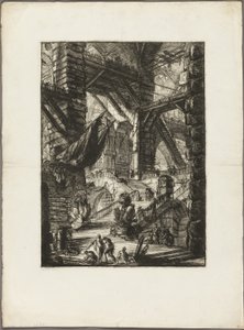 La scala con trofei, tavola 8 da Prigioni immaginarie da Giovanni Battista Piranesi