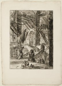 La scala con trofei, tavola 8 da Prigioni Immaginarie da Giovanni Battista Piranesi