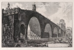 Veduta del Ponte Molle sul Tevere due miglia lontano da Roma, da Vedute di Roma da Giovanni Battista Piranesi