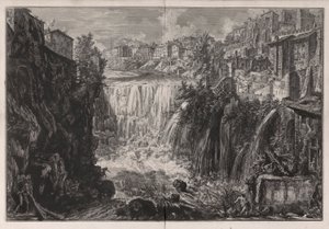 Veduta della Cascata di Tivoli, da Vedute di Roma da Giovanni Battista Piranesi