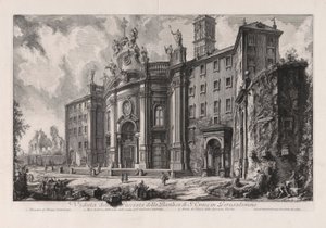 Veduta della facciata della Basilica di S. Croce in Gerusalemme, da Vedute di Roma da Giovanni Battista Piranesi